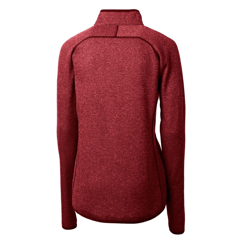 Veste pull en tricot entièrement zippée pour femme Cutter & Buck Cardinal Cleveland Guardians avec logo Americana Mainsail