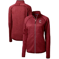 Veste pull en tricot entièrement zippée pour femme Cutter & Buck Cardinal Cleveland Guardians avec logo Americana Mainsail