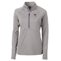 Haut demi-zip DryTec extensible et recyclé pour femme, gris Cutter & Buck, Cleveland Guardians Adapt Eco Knit