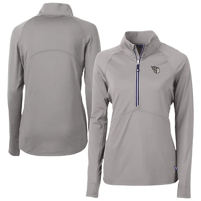 Haut demi-zip DryTec extensible et recyclé pour femme, gris Cutter & Buck, Cleveland Guardians Adapt Eco Knit