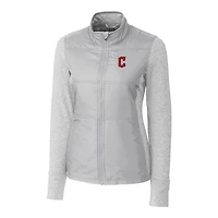 Coupe-vent matelassé entièrement zippé pour femme, gris, des Cleveland Guardians DryTec Stealth Hybrid Cutter & Buck