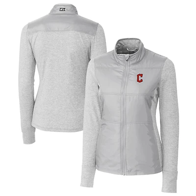 Coupe-vent matelassé entièrement zippé pour femme, gris, des Cleveland Guardians DryTec Stealth Hybrid Cutter & Buck