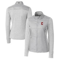 Coupe-vent matelassé entièrement zippé pour femme, gris, des Cleveland Guardians DryTec Stealth Hybrid Cutter & Buck