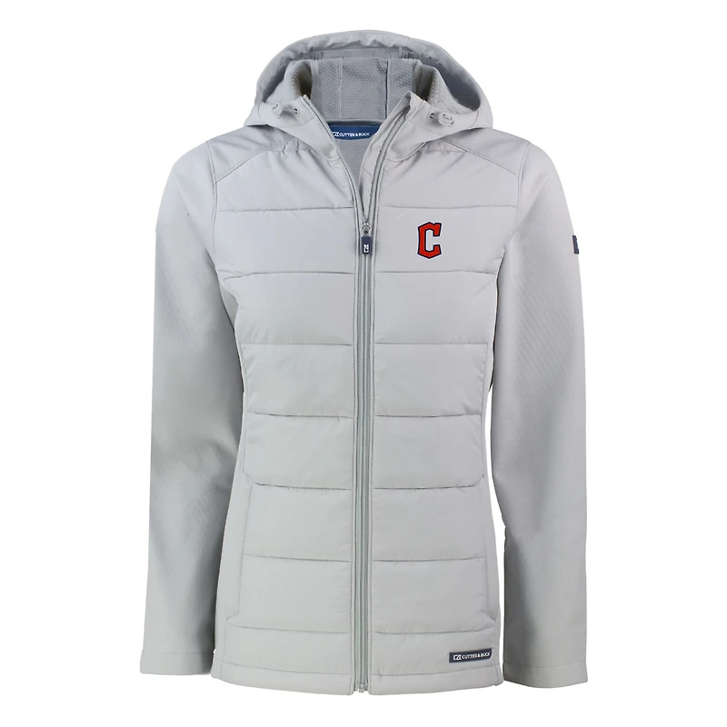 Veste à capuche entièrement zippée et hybride en softshell recyclé pour femme, gris Cutter & Buck, Cleveland Guardians Evoke