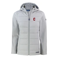 Veste à capuche entièrement zippée et hybride en softshell recyclé pour femme, gris Cutter & Buck, Cleveland Guardians Evoke