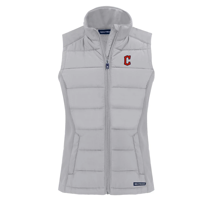 Gilet hybride en softshell recyclé entièrement zippé pour femme, gris Cutter & Buck, Cleveland Guardians Evoke