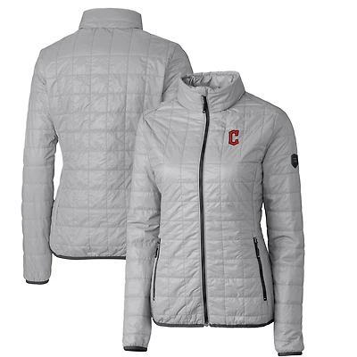 Doudoune zippée intégrale Rainier PrimaLoft Eco pour femme, grise, des Cleveland Guardians, Cutter & Buck
