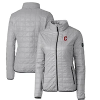 Doudoune zippée intégrale Rainier PrimaLoft Eco pour femme, grise, des Cleveland Guardians, Cutter & Buck