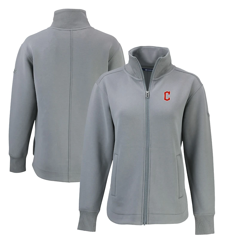 Veste zippée intégrale recyclée Roam Eco pour femme, grise, des Cleveland Guardians, Cutter & Buck