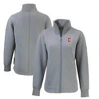 Veste zippée intégrale recyclée Roam Eco pour femme, grise, des Cleveland Guardians, Cutter & Buck