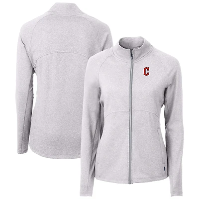 Veste zippée intégrale en tricot écologique Adapt pour femme Cutter & Buck, gris chiné, des Cleveland Guardians