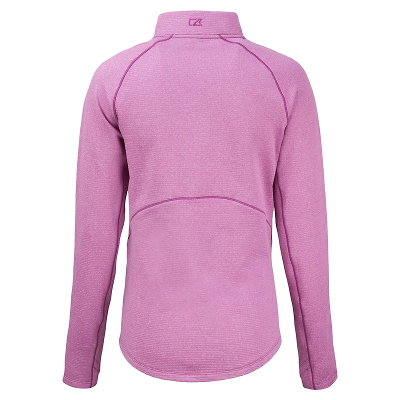 Veste à demi-zip en polaire écologique recyclée Cutter & Buck Heather Light Pink Cleveland Guardians Peshastin pour femme