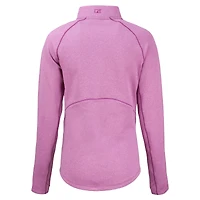 Veste à demi-zip en polaire écologique recyclée Cutter & Buck Heather Light Pink Cleveland Guardians Peshastin pour femme