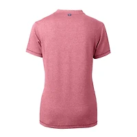 Women's Cutter & Buck Heather Red Cleveland Guardians DryTec Forge Stretch V-Neck Blade Top