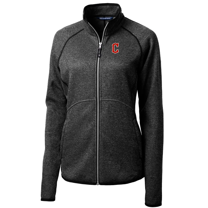 Veste pull-over zippée en tricot pour femme Cutter & Buck Heathered Charcoal des Cleveland Guardians