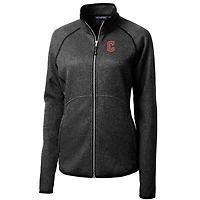 Veste pull-over zippée en tricot pour femme Cutter & Buck Heathered Charcoal des Cleveland Guardians