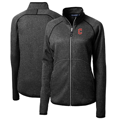Veste pull-over zippée en tricot pour femme Cutter & Buck Heathered Charcoal des Cleveland Guardians