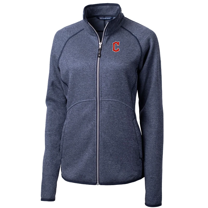 Veste pull-over zippée en tricot bleu marine chiné pour femme Cutter & Buck des Cleveland Guardians