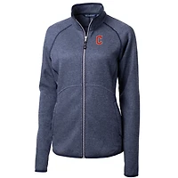 Veste pull-over zippée en tricot bleu marine chiné pour femme Cutter & Buck des Cleveland Guardians