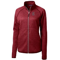 Veste pull en tricot zippé pour femme Cutter & Buck, rouge chiné, Cleveland Guardians Mainsail