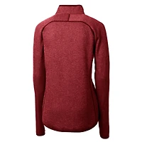 Veste pull en tricot zippé pour femme Cutter & Buck, rouge chiné, Cleveland Guardians Mainsail