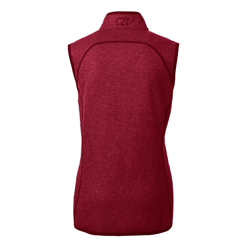 Gilet en tricot à fermeture éclair intégrale pour femme, couleur rouge chiné, Cutter & Buck, Cleveland Guardians
