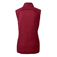 Gilet en tricot à fermeture éclair intégrale pour femme, couleur rouge chiné, Cutter & Buck, Cleveland Guardians