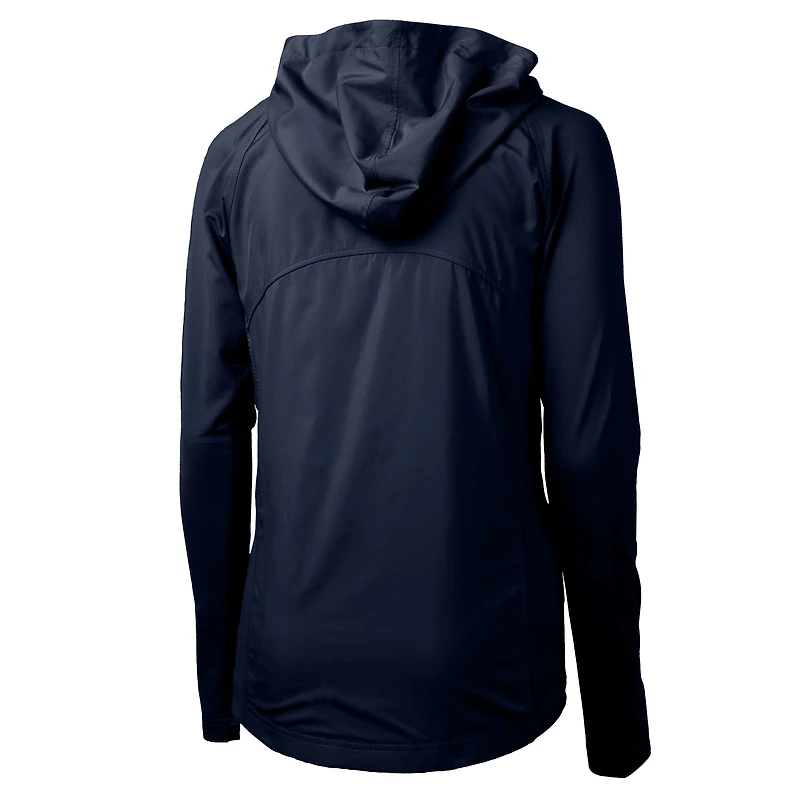 Sweat à capuche hybride entièrement zippé en tricot recyclé Adapt Eco Knit pour femme, bleu marine, des Cleveland Guardians, Cutter & Buck