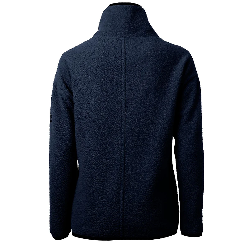 Veste polaire demi-zippée en sherpa écologique avec logo Americana Cascade pour femme, bleu marine, Cutter & Buck, Cleveland Guardians