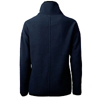 Veste polaire demi-zippée en sherpa écologique avec logo Americana Cascade pour femme, bleu marine, Cutter & Buck, Cleveland Guardians