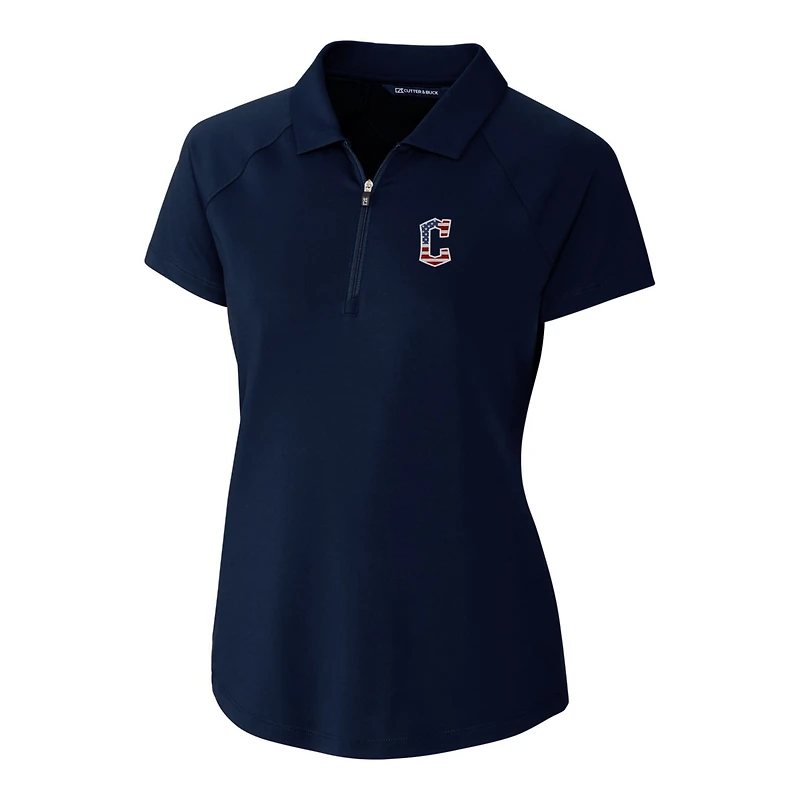 Polo extensible DryTec Forge bleu marine pour femme, Cutter & Buck, Cleveland Guardians, avec logo Americana