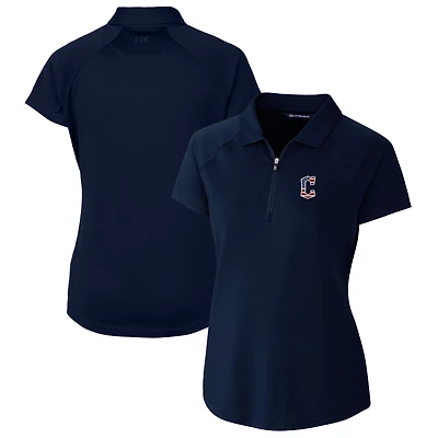 Polo extensible DryTec Forge bleu marine pour femme, Cutter & Buck, Cleveland Guardians, avec logo Americana