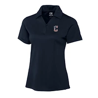 Women's Cutter & Buck Navy Cleveland Guardians Americana Logo DryTec Genre Textured Solid Polo