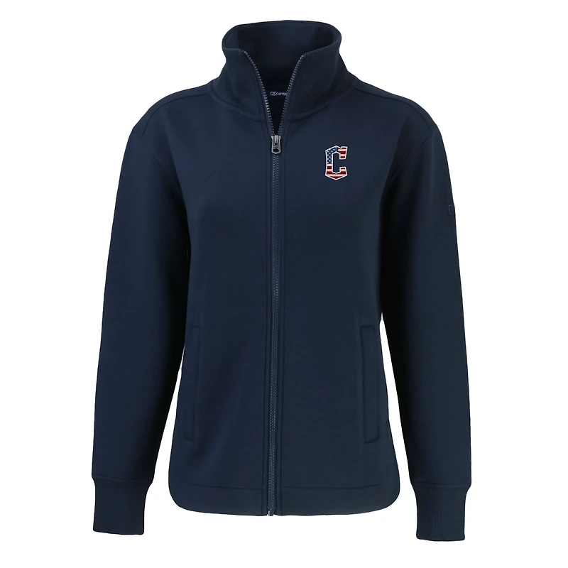 Veste zippée intégrale en tissu recyclé Americana Roam pour femme, bleu marine, des Cleveland Guardians, Cutter & Buck
