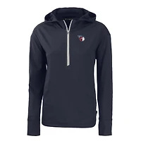 Sweat à capuche demi-zip écologique recyclé Daybreak pour femme, bleu marine, des Cleveland Guardians, Cutter & Buck