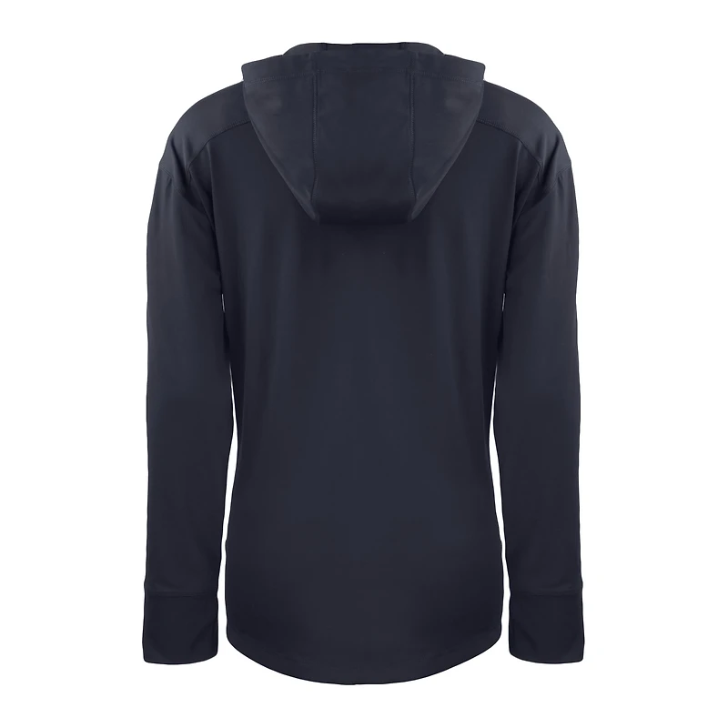 Sweat à capuche demi-zip écologique recyclé Daybreak pour femme, bleu marine, des Cleveland Guardians, Cutter & Buck