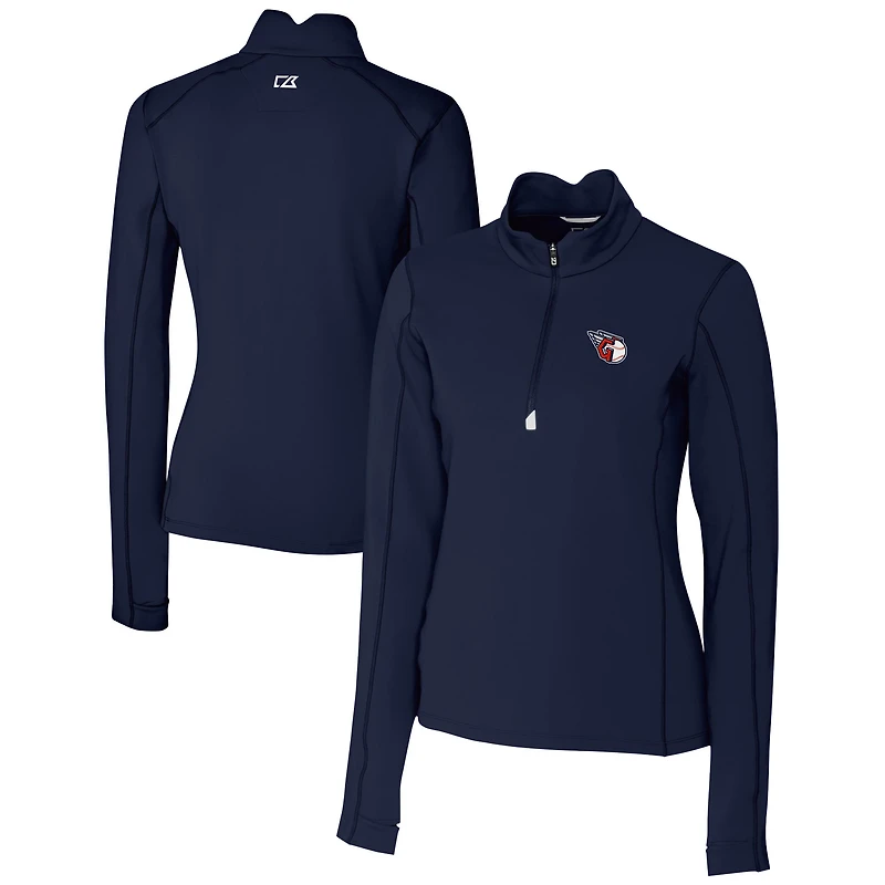 Pull-over zippé quart de tour DryTec Traverse Stretch bleu marine pour femme, Cutter & Buck, Cleveland Guardians