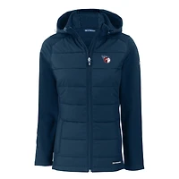 Veste à capuche entièrement zippée en softshell recyclée Evoke Hybrid Eco pour femme, bleu marine
