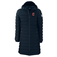 Doudoune longue isolante entièrement zippée pour femme Cutter & Buck, bleu marine, Cleveland Guardians Mission Ridge Repreve Eco