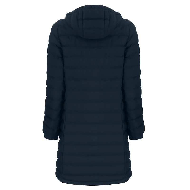Doudoune longue isolante entièrement zippée pour femme Cutter & Buck, bleu marine, Cleveland Guardians Mission Ridge Repreve Eco