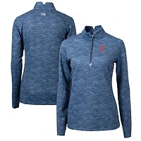 Pull-over extensible à fermeture éclair quart de tour pour femme, bleu marine, imprimé camouflage Traverse des Cleveland Guardians, Cutter & Buck