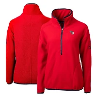 Veste polaire à fermeture éclair quart de tour Cascade Eco Sherpa pour femme, Cutter & Buck, rouge, Cleveland Guardians