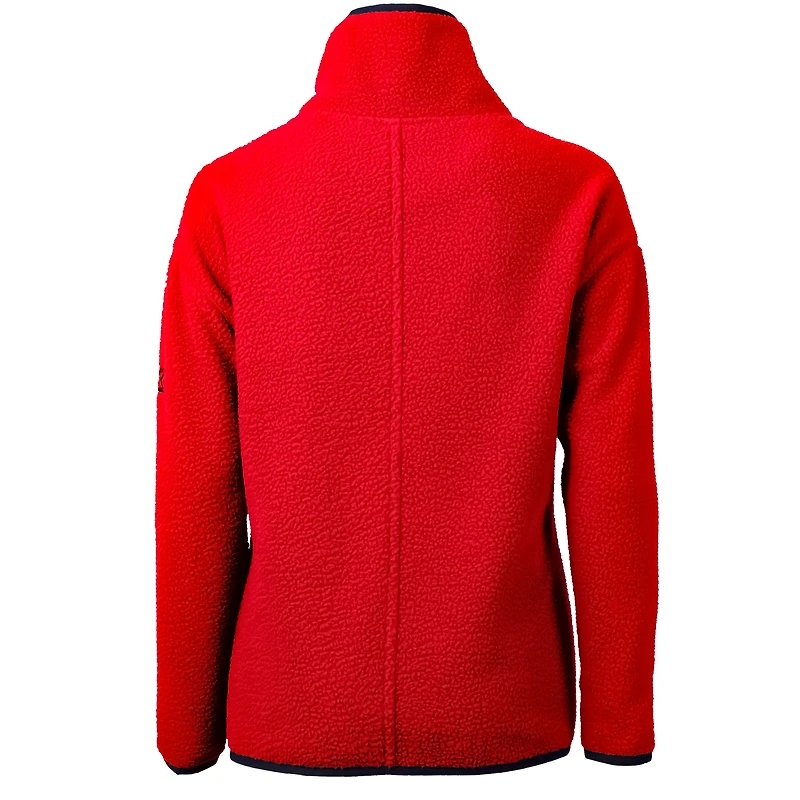 Veste polaire à fermeture éclair quart de tour Cascade Eco Sherpa pour femme, Cutter & Buck, rouge, Cleveland Guardians