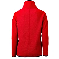 Veste polaire à fermeture éclair quart de tour Cascade Eco Sherpa pour femme, Cutter & Buck, rouge, Cleveland Guardians