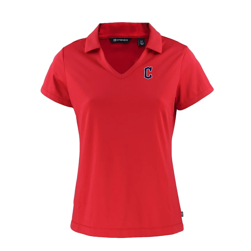 Women's Cutter & Buck  Red Cleveland Guardians Daybreak Eco Recycled V-Neck Polo