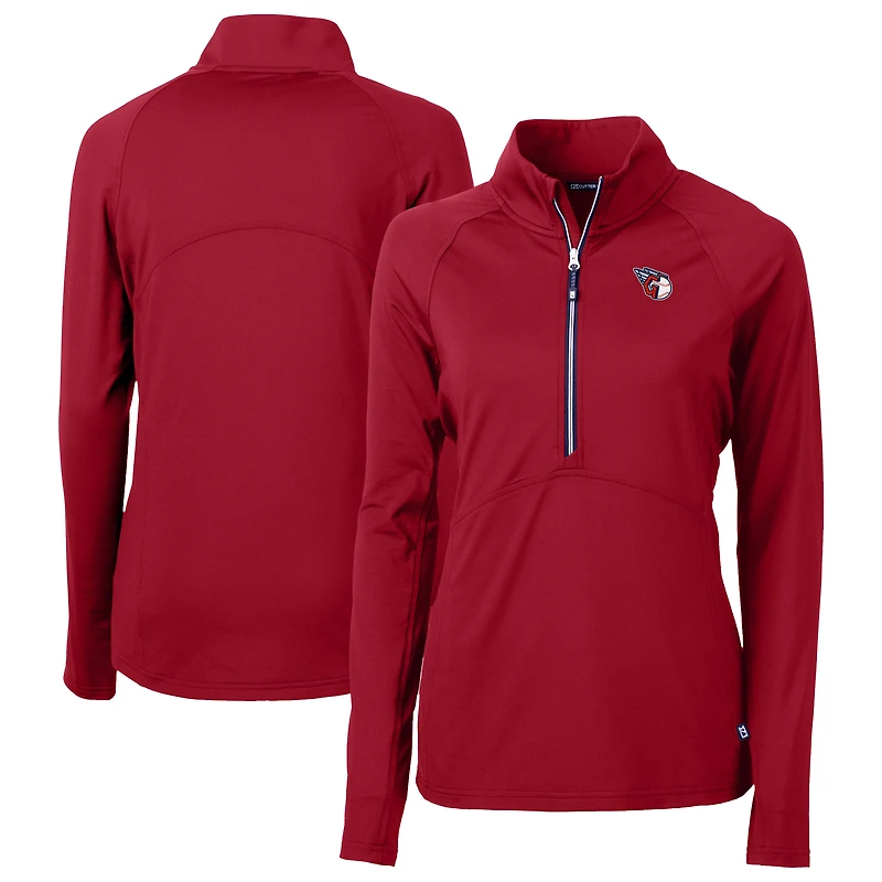 Haut demi-zippé en tricot extensible recyclé DryTec Adapt Eco Knit pour femme, Cutter & Buck Red Cleveland Guardians