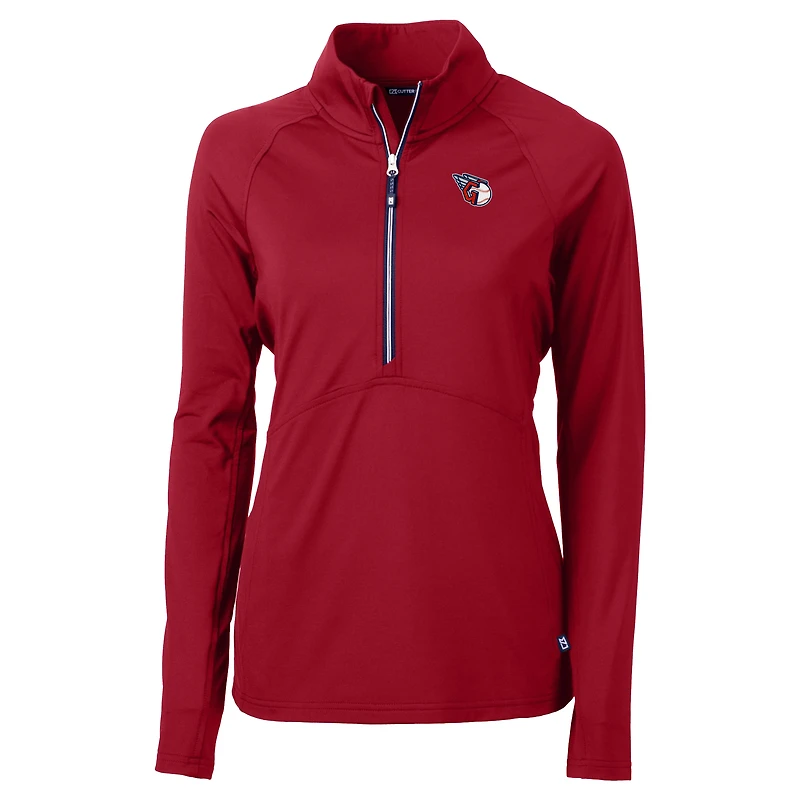 Haut demi-zippé en tricot extensible recyclé DryTec Adapt Eco Knit pour femme, Cutter & Buck Red Cleveland Guardians