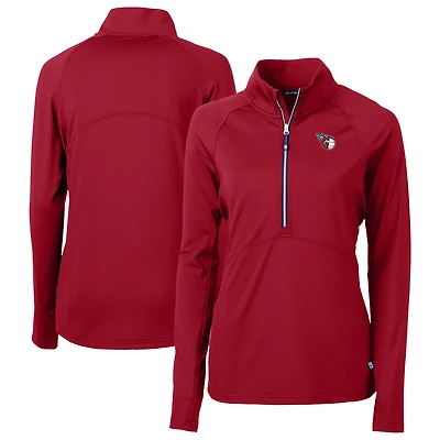 Haut demi-zippé en tricot extensible recyclé DryTec Adapt Eco Knit pour femme, Cutter & Buck Red Cleveland Guardians