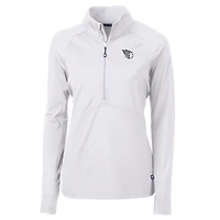 Haut demi-zip DryTec extensible et recyclé pour femme, Cutter & Buck, blanc, Cleveland Guardians Adapt Eco Knit