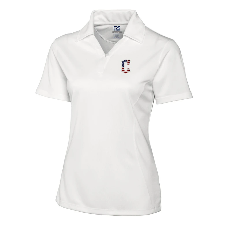 Polo texturé uni blanc pour femme Cutter & Buck Cleveland Guardians avec logo Americana DryTec Genre